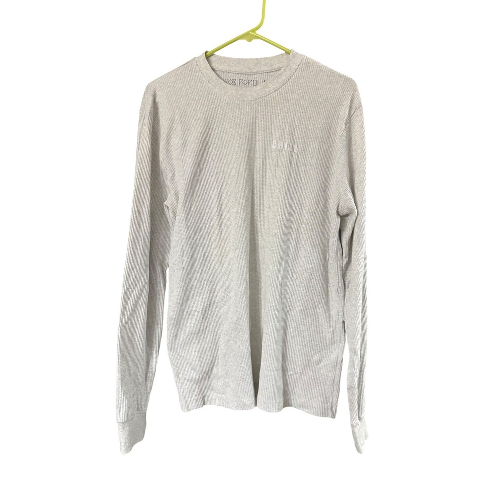 Vox Populi Mens Chill Waffle Knit Thermal Long Sleeve Top Grey Medium